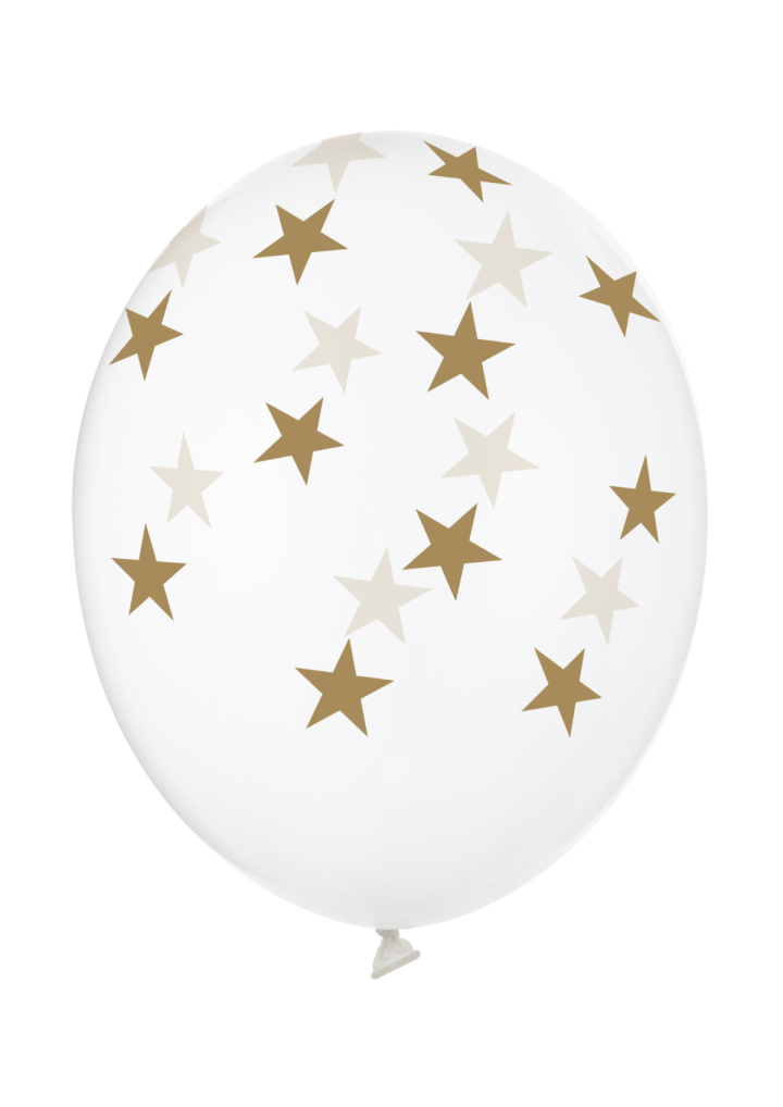 Balon transparentny w złote gwiazdki